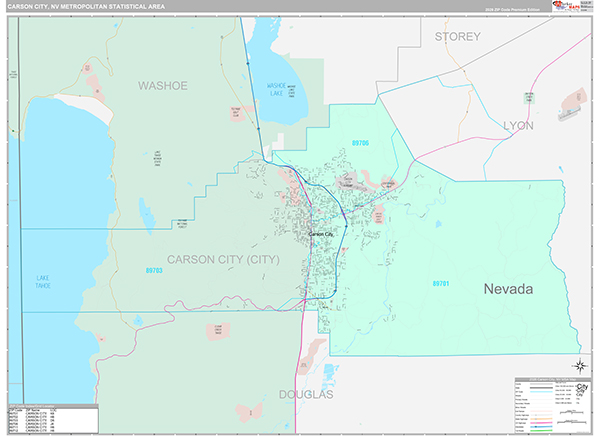 Carson City, NV Metro Area Wall Map